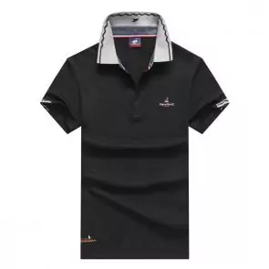 shark hommes t-shirt polo shirt summer lapel mercerized cotton black